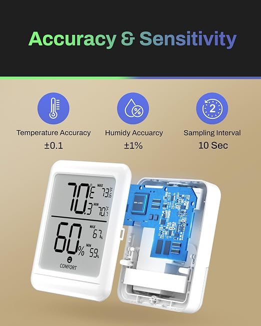 BN-LINK Digital Hygrometer Indoor Room Thermometer, Accurate Temperature and - Image 3