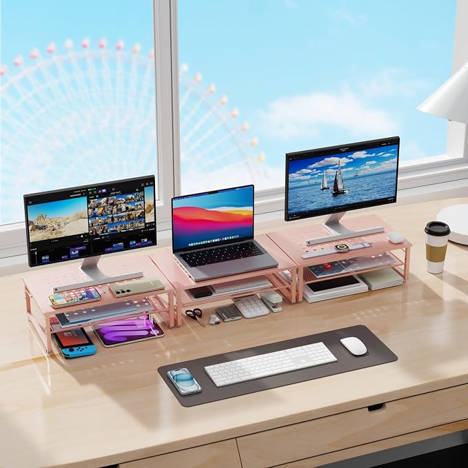gianotter 2-Tier Metal Monitor Stand Riser, Desk Organizer - Image 6