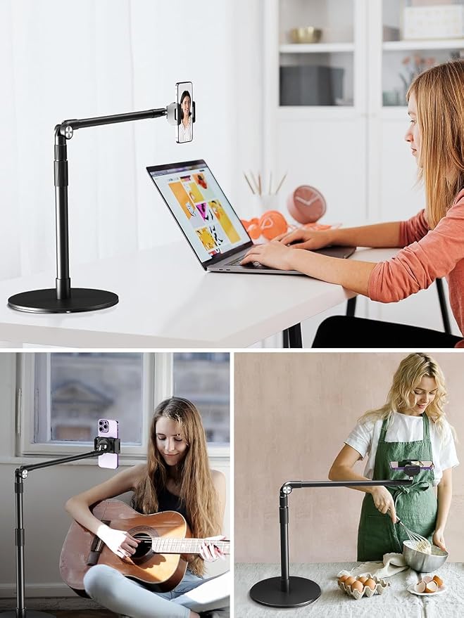 elitehood Heavy Duty Aluminum Overhead Phone Stand, 15 in Long Arm iPhone Holder - Image 9