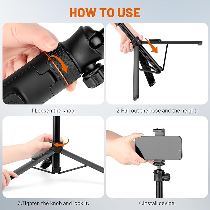 JOILCAN Tripod for iPhone & Camera, Extendable Portable Phone Tripod Stand for - Image 8