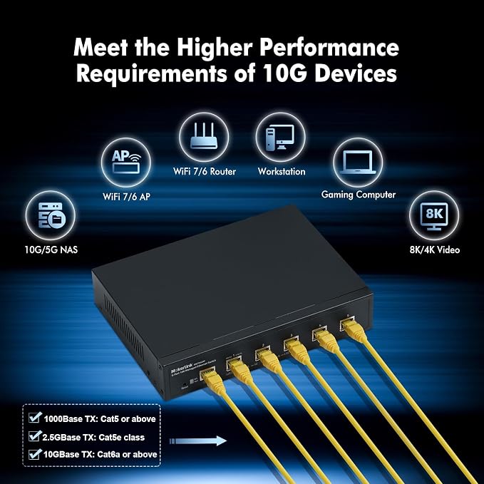 MokerLink 5 Port 10G Managed Ethernet Switch, 10G/5G/2.5G/1G Auto-Adaptive - Image 6