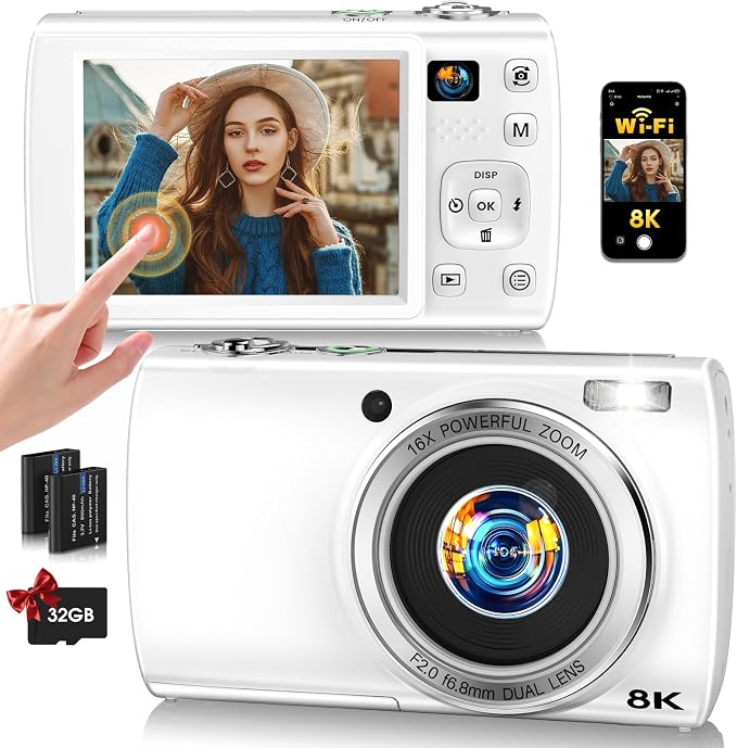 88MP Digital Camera for Photography, 2026 New WiFi 8K Vlog Video Camera for by LOUM