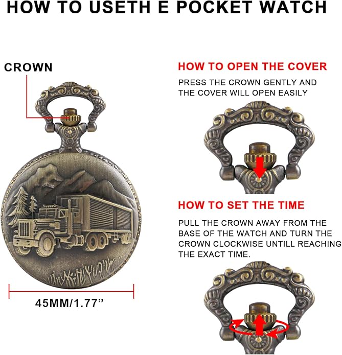 Men's Pocket Watch, Arabic Digital Dial Pocket Watches - Image 7