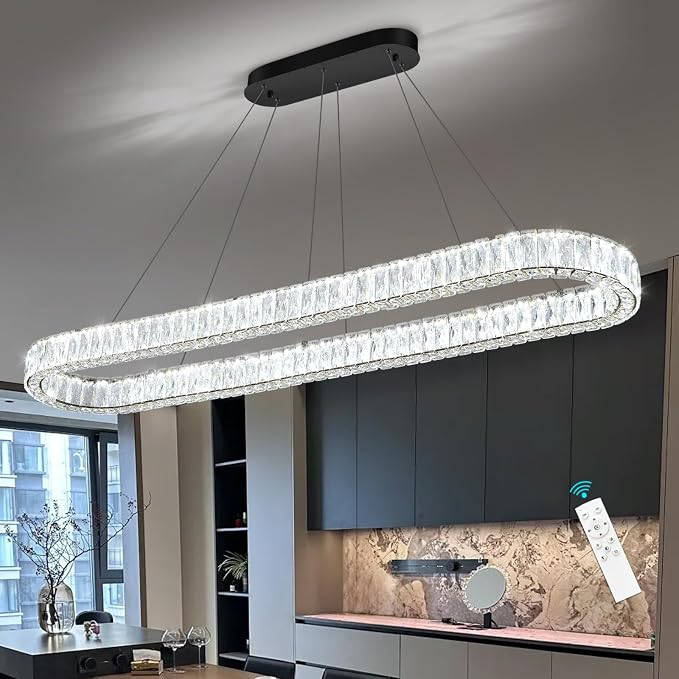 HAIXIANG Crystal 59 Inch Long Chandelier Modern Dimmable LED Chandeliers - Image 7