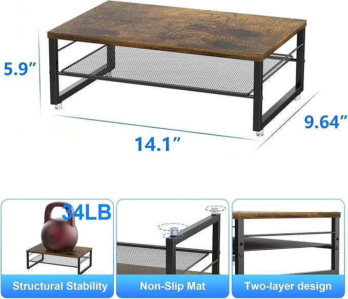 gianotter 2-Tier Metal Monitor Stand Riser, Desk Organizer - Image 4