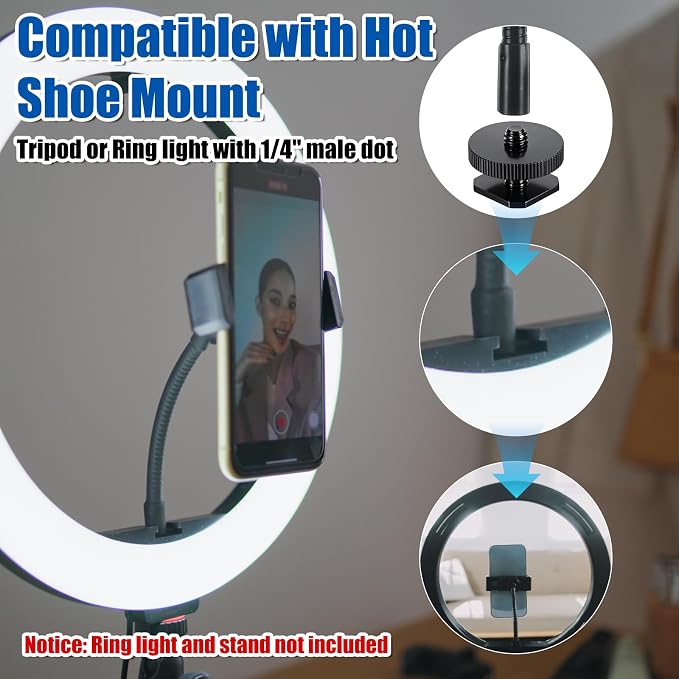 Universal Phone Holder for Ring Light, Ring Light Phone Holder 1/4" and Hot - Image 4