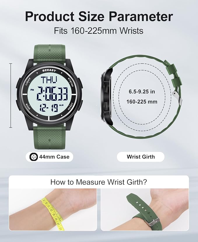 Beeasy Digital Watch for Men Women, 50M Waterproof, Ultra-Thin & Lightweight - Image 6