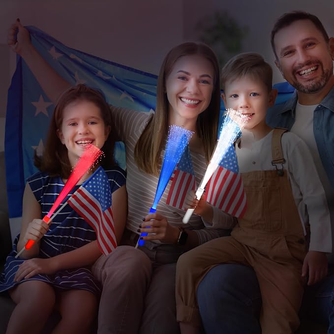36 Pack Red Blue White Glow Sticks Light Up Fiber Optic Stick Glow Wands Bulk - Image 7