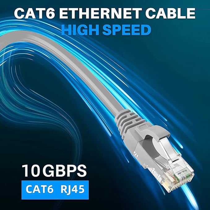 Adoreen Cat 6 Ethernet Cable 60 Ft-Gray, Outdoor & Indoor Snagless Long Round - Image 5