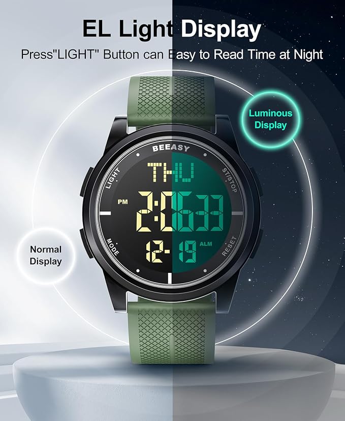 Beeasy Digital Watch for Men Women, 50M Waterproof, Ultra-Thin & Lightweight - Image 5
