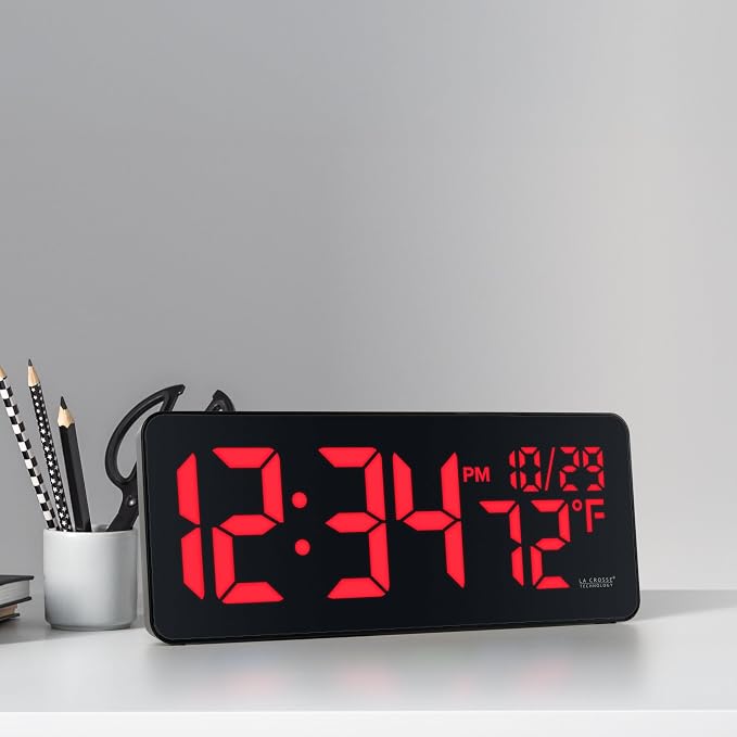 La Crosse Technology 513-1411R Red Digital LED Wall Clock - Image 6