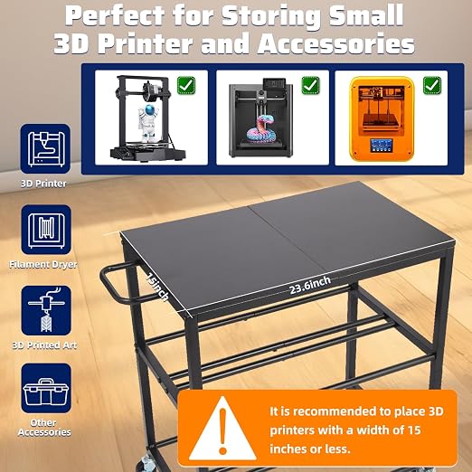 3D Printer Stand with Filament Storage, Sturdy Wooden 3D Printer Table Holds 32 - Image 2