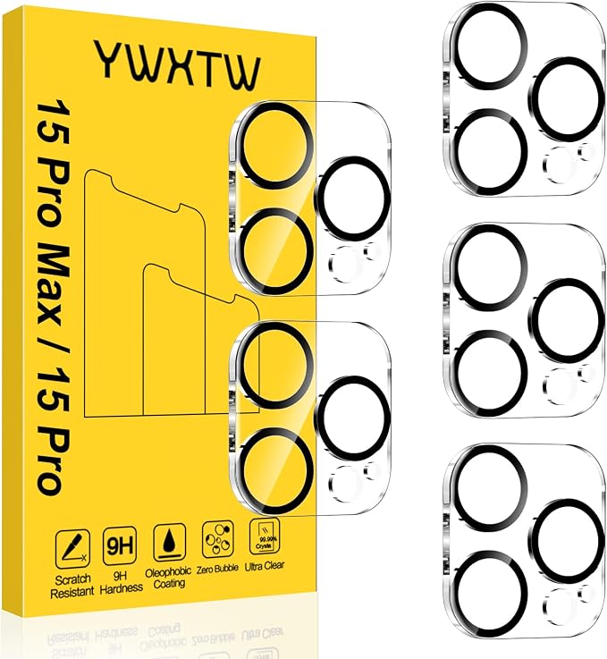 YWXTW [5 Pack Designed for iPhone 15 Pro Max Camera Lens Protector, for iPhone by YWXTW