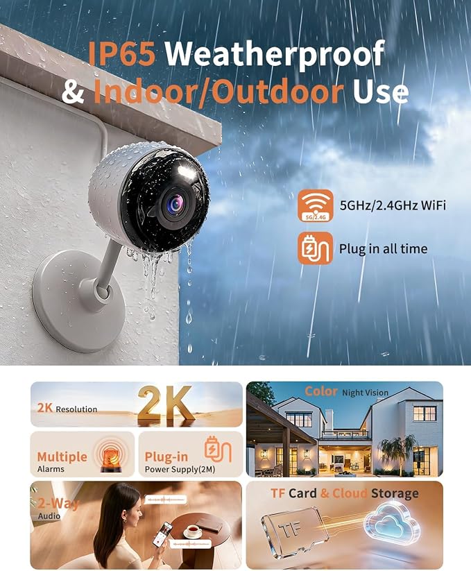 2K Cameras for Home Security, 5G & 2.4G WiFi Security Camera Indoor Outdoor for - Image 2