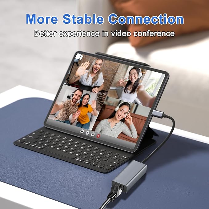 USB C to Ethernet Adapter, Portable 1-Gigabit Network Hub, 10/100/1000 Mbps - Image 4