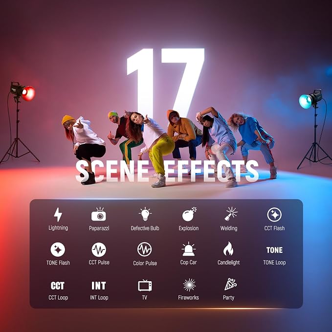 NEEWER 300W RGB LED Video Light APP/2.4G Control 17 Effects, 2500-7500K - Image 5