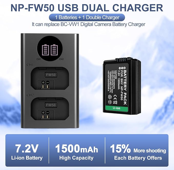 NP-FW50 1500mAh Rechargeable Lion Battery - Image 3