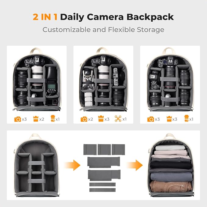 K&F CONCEPT Camera Bag Backpack, Professional DSLR/SLR/Mirrorless Camera - Image 4