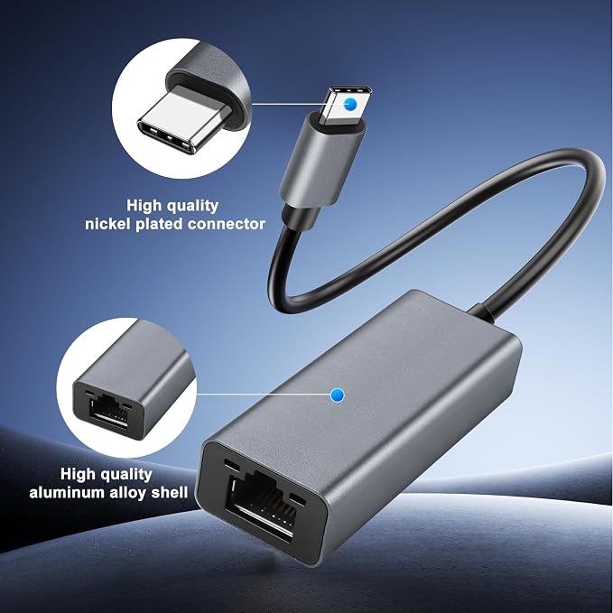 USB C to Ethernet Adapter, Portable 1-Gigabit Network Hub, 10/100/1000 Mbps - Image 6