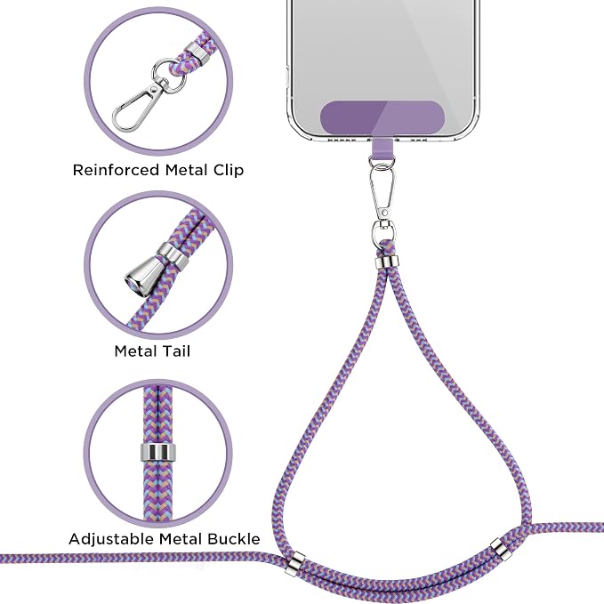 CACOE Phone Lanyard 2 Pcs-1 Pcs Adjustable Neck Strap, 2 Pads, Universal - Image 5
