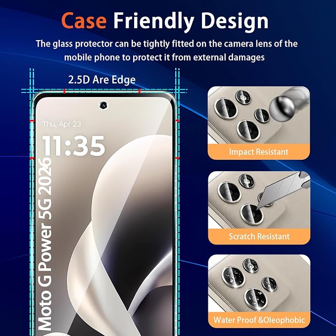 Designed for Motorola Moto G Power 5G 2026 Tempered Glass Screen Protector + - Image 6