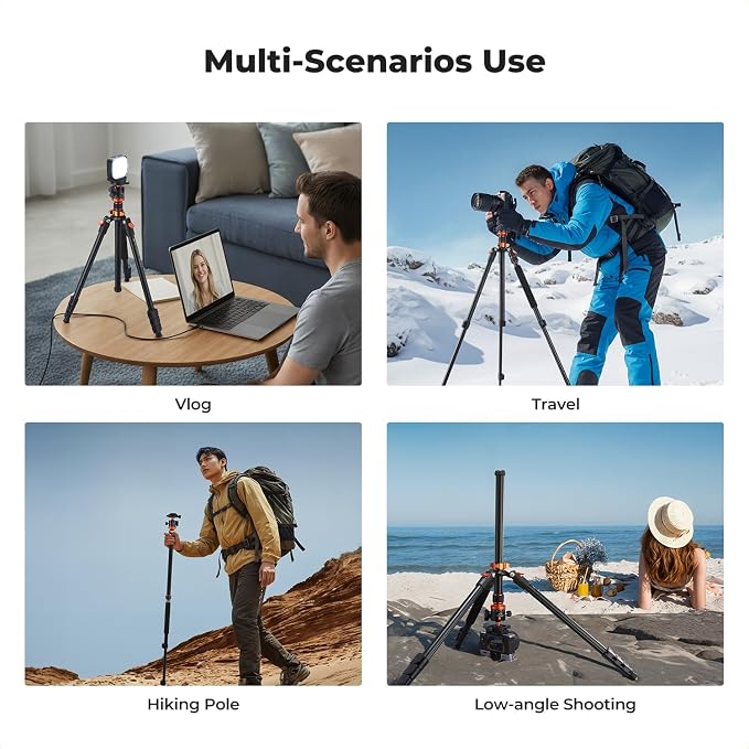 K&F CONCEPT Tripod for Camera, Stable Heavy Duty Travel Tripod for DSLR Cameras - Image 7