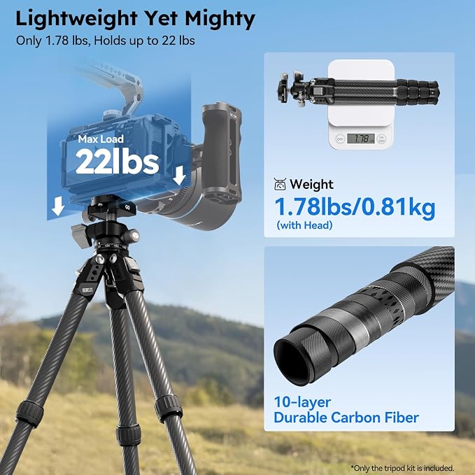 SIRUI 31.5" Compact Carbon Fiber Small Desktop Tripod - Image 5
