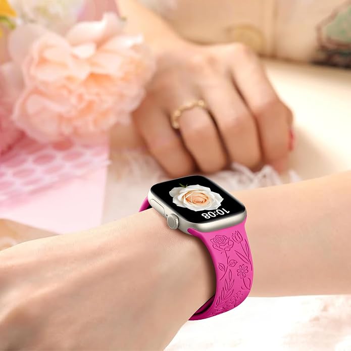 SNBLK 6 Pack Floral Engraved Bands Compatible - Image 6