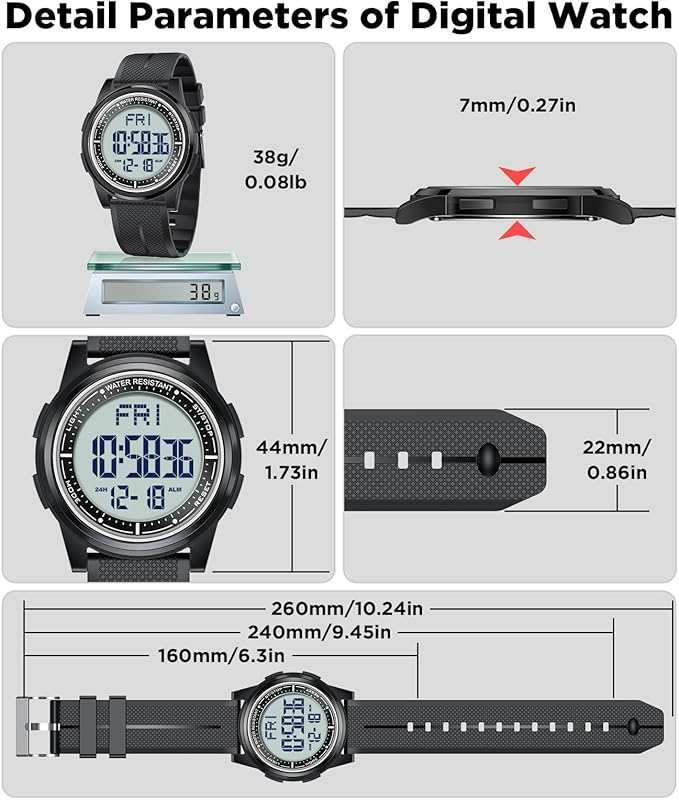 Beeasy Digital Watch for Men Women, 50M Waterproof, Ultra-Thin & Lightweight - Image 6