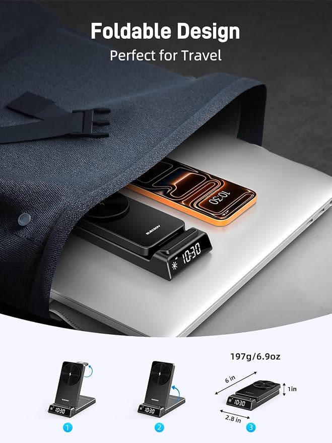 3 in 1 Charging Station for Apple, ELECDOV Magnetic Charger for iPhone - Image 3