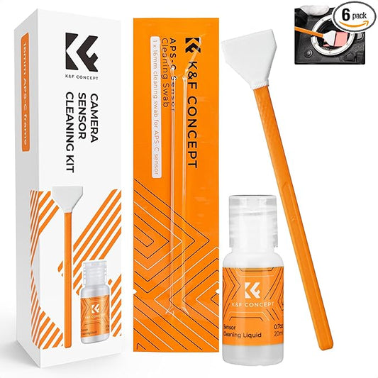 K&F CONCEPT Camera Cleaning Kit16mm APS-C Frame Sensor Cleaning Swab*6 + 20ml by KFCONCEPT