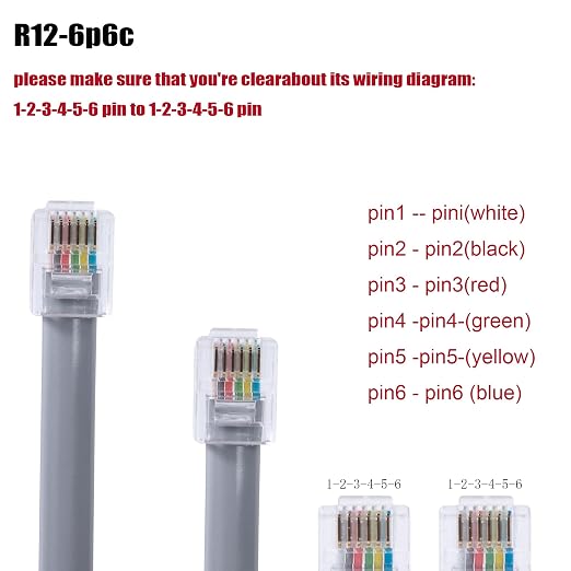RJ12 Cable Phone Cord RJ12 6P6C Male to Male Straight Wired - Image 4