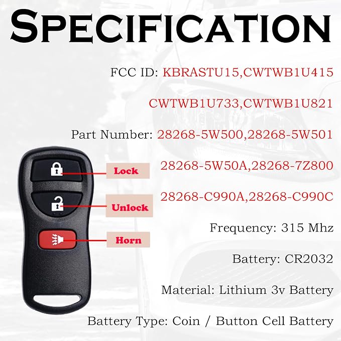 SUPALAND Keyless Entry Remote Control Key Fob Replacement Fits - Image 4