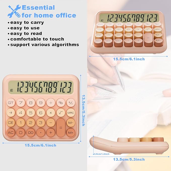 Mechanical Calculator 12 Digit Extra Large 5-Inch LCD Display, DECKLIT Battery - Image 2