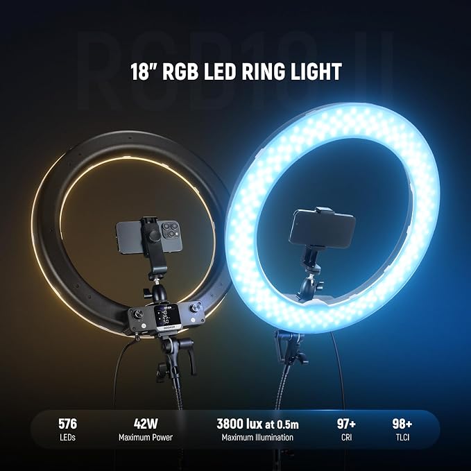 NEEWER 18 Inch RGB LED Ring Light APP Control - Image 2