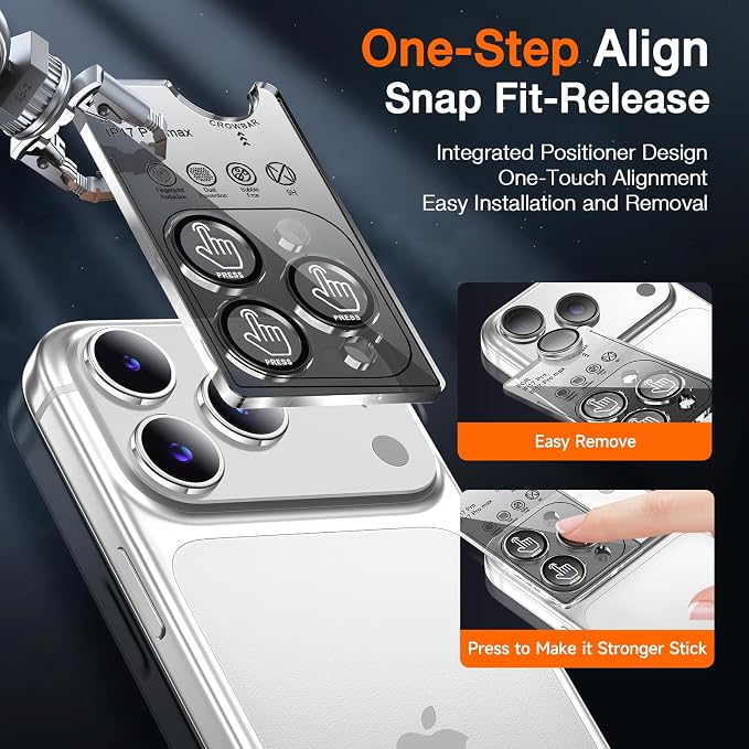 LK 2 Pack for iPhone 17 Pro/17 Pro Max Camera Lens Protector One-Click - Image 3