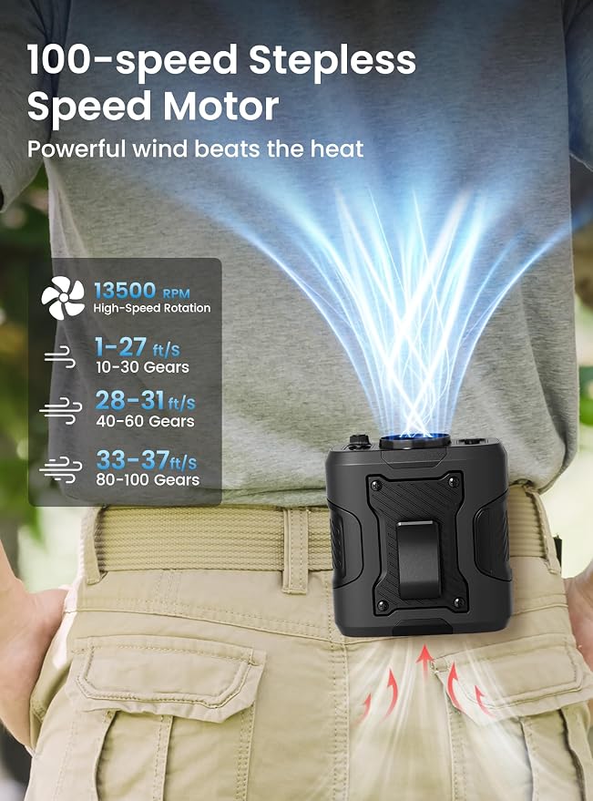 Koonie Portable Waist Clip Fan, Personal Fan - Image 3