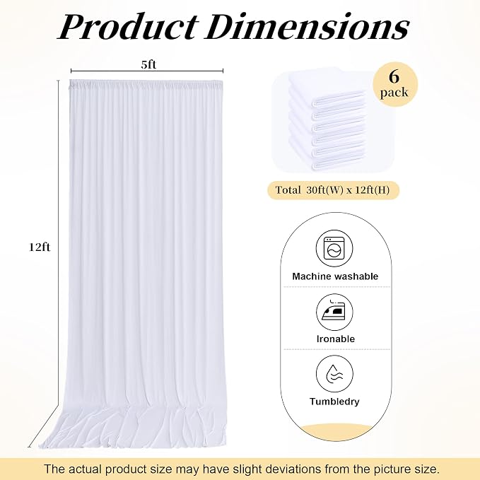 30ftx12ft Wrinkle Free White Backdrop Curtains - Image 6