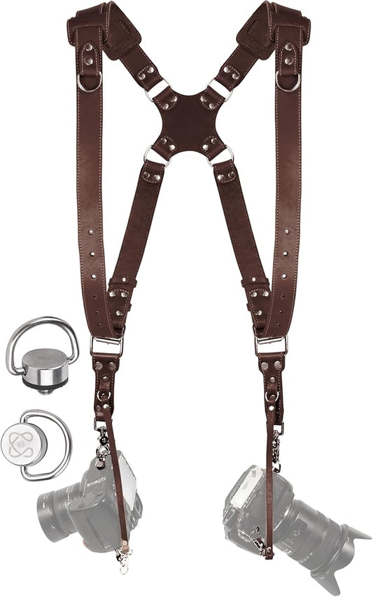 C Coiro Dual Camera Harness Shoulder Leather Camera Strap by CCoiro