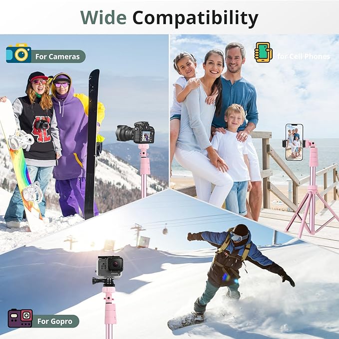 SENSYNE 72" Phone Tripod & Selfie Stick, Extendable Cell Phone Tripod Stand - Image 3