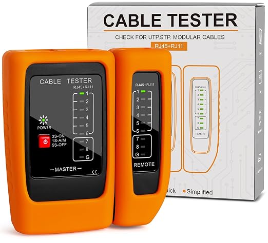 Network Cable Tester with PoE Detection, RJ45/RJ11 Ethernet & Telephone Cable by HIIJA