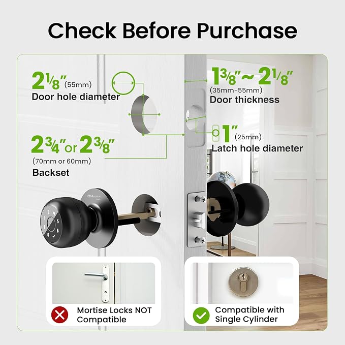 GHome Smart Fingerprint Door Lock, 4 in 1 Smart Fingerprint Door Knob - Image 8