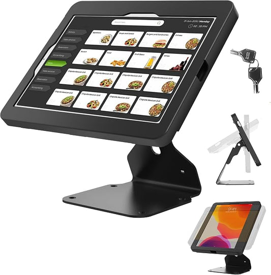 iPad POS Stand for Desk Heavy Metal Flip Lockable Rotate Swivel for iPad 10th by Beelta