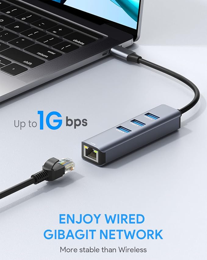 USB C to Ethernet Adapter, Vilcome RJ45 to USB C Thunderbolt 3/Type-C Gigabit - Image 3