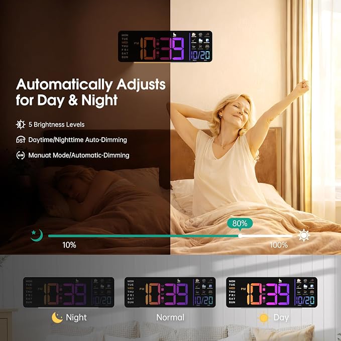 Hoifen Clock with Day and Date for Seniors, Remote Control, Night Light - Image 7
