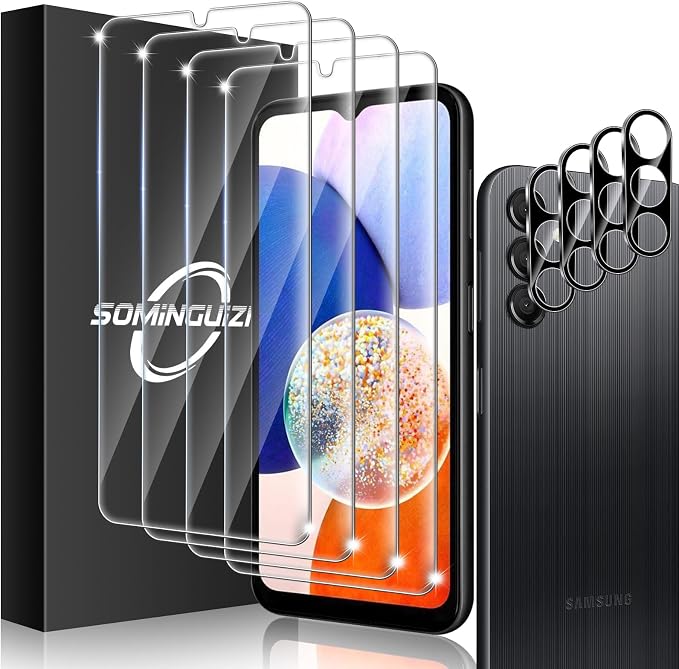 4+4 Pack for Samsung Galaxy A14 5G Screen Protector & Phone Camera Lens by SOMINGUIZN