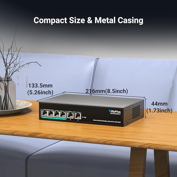 6 Ports 10Gb Unmanaged PoE Ethernet Switch - Image 6