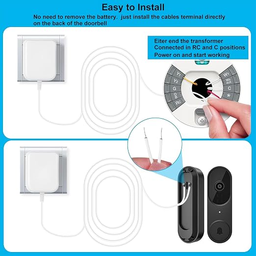 C Wire Adapter Fit for Honeywell Nest, Ring/Wyze Video Doorbell, 24V - Image 3