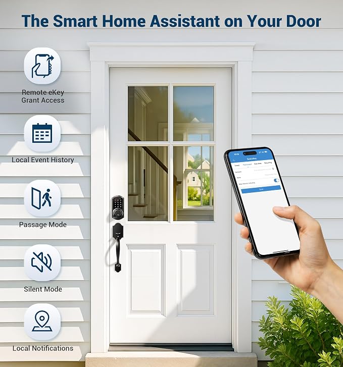 Veise VE06-H Smart Front Door Lock Set, App Control, Keyless Entry Deadbolt - Image 8