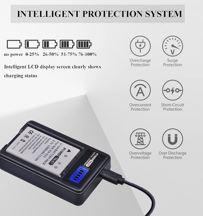 2 Pack EN-EL5 Camera Battery and LCD USB Charger - Image 4
